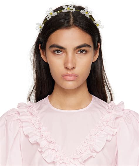 Simone Rocha Green Crystal Flower Headband Ssense