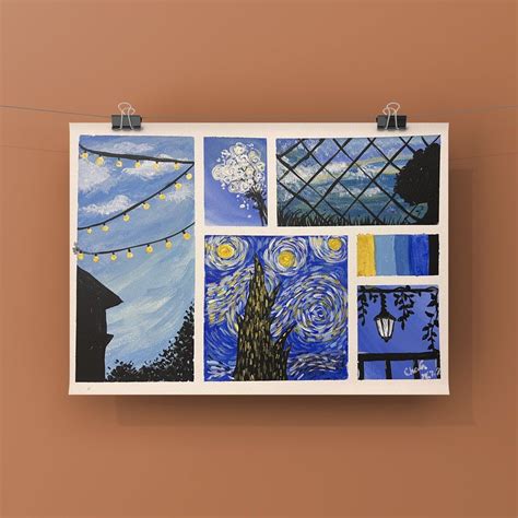 Blue Van Gogh Aesthetic Moodboard Hobbies Toys Stationery Craft