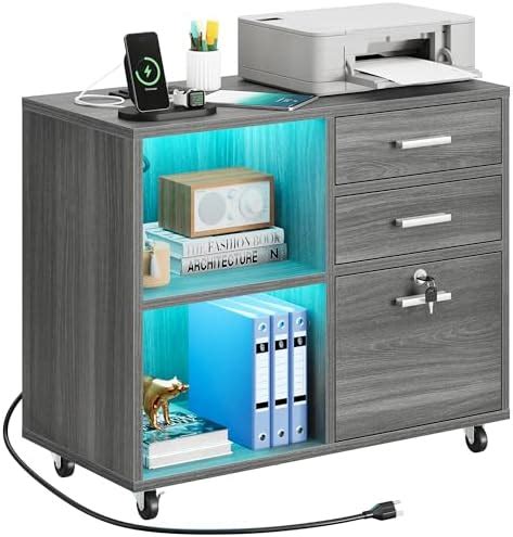 Amazon Yitahome Wood File Cabinet With Led Light Drawer Mobile