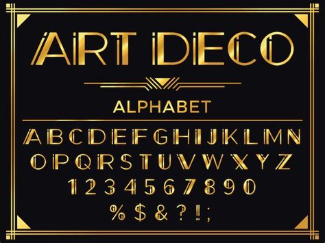 Art Deco Font Golden 1920s Decorative Letters Vintage Fashion