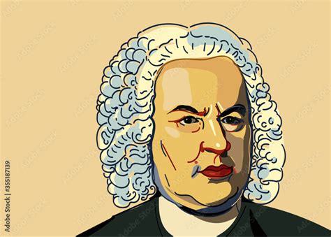 Johann Sebastian Bach Vector Portrait In Barock Colors Stock Vector