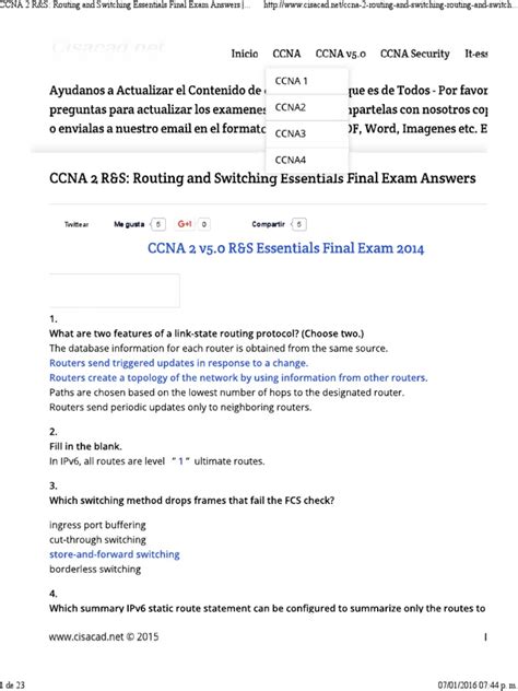 PDF CCNA 2 R S Routing And Switching Essentials Final Exam Answers