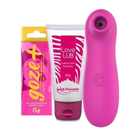 Kit Sex Shop Vibrador Feminino Sugador De Clitóris Lubrificante Intimo Gel Goze Mais