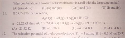 If ΔG of the cell reaction AgCl s 1 2H2 g Ag s H Cl is 21 52KJ