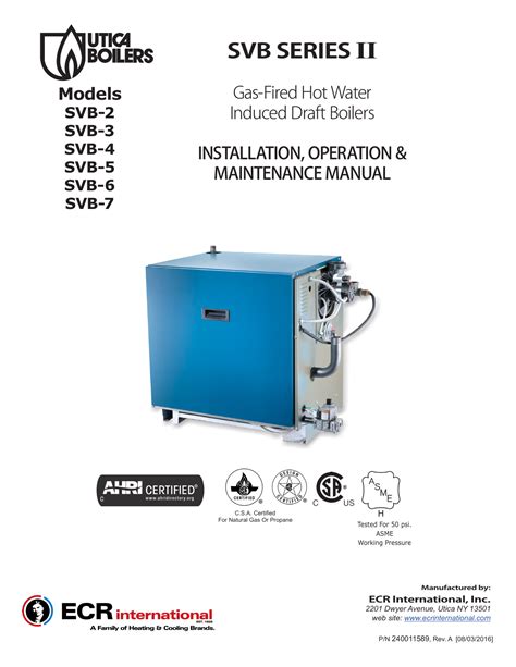 Utica Boilers SVB Gas Boiler Installation Operation Manual Manualzz