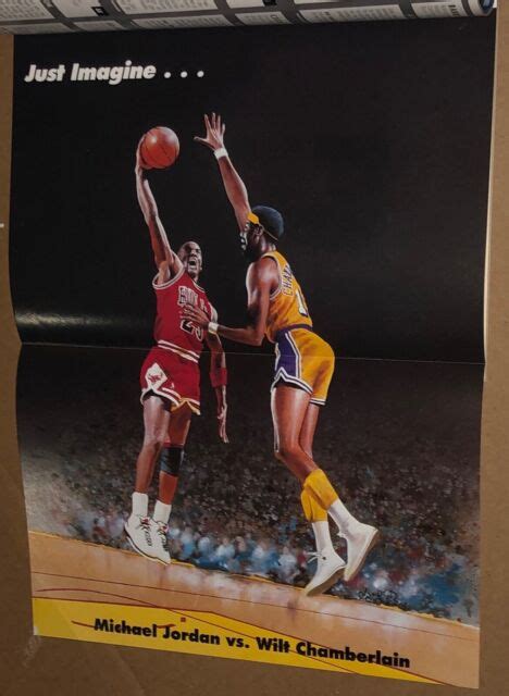 1991 MICHAEL JORDAN VS WILT CHAMBERLAIN POSTER Tuff Stuff Jr Uncut