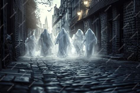 Premium Ai Image A Group Of Translucent Figures Resembling Ghosts