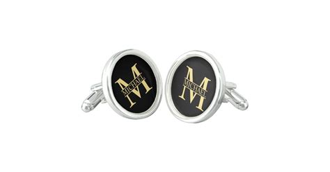 Black and Gold Personalized Monogram and Name Cufflinks | Zazzle