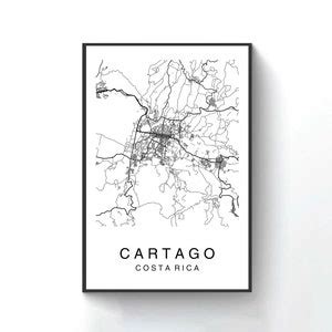 Cartago Map Cartago City Map Map Poster Map Print Cartago - Etsy