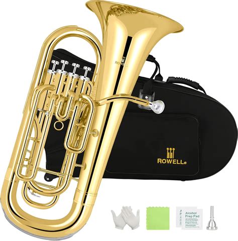 Rowell Euphonium 4 Valves Brass Bb Lacquer Gold 4 Stainless Steel