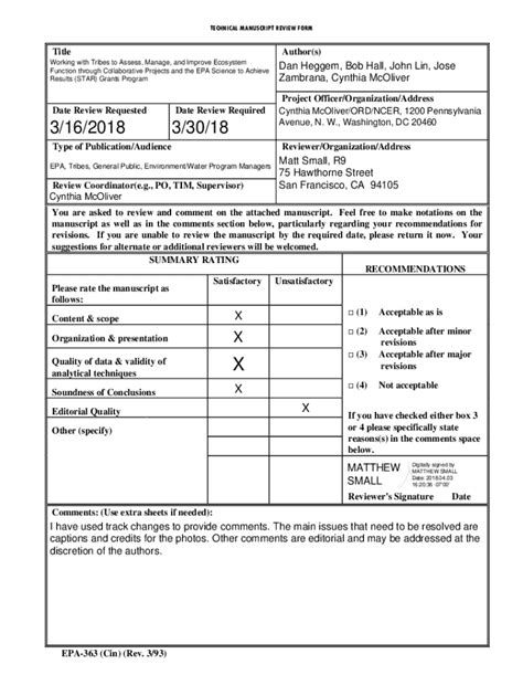 Fillable Online Cfpub Epa Technical Review Form Doc Fax Email Print