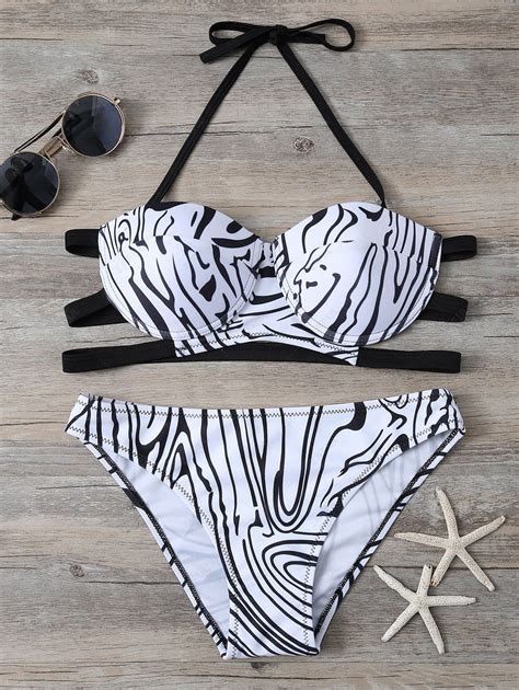 15 OFF 2020 Zebra Print Underwire Bikini In WHITE AND BLACK ZAFUL