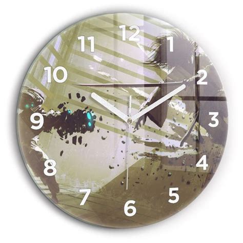 Decortapis Horloge Murale En Verre Horloge Ronde Cm Combat De Robots