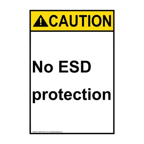 Vertical No Esd Protection Sign Ansi Caution Esd Static