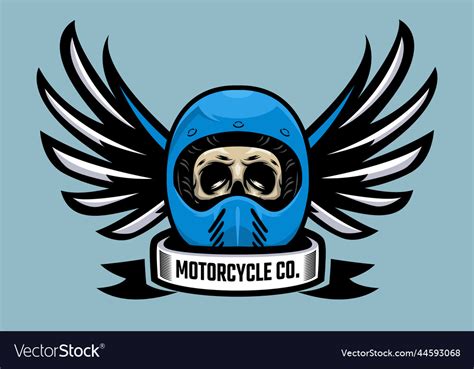 Racer Skull In Winged Helmet Biker Royalty Free Vector Image