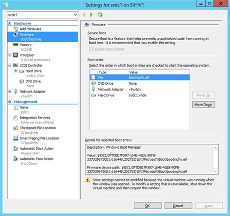 Virtual Machine Settings In Hyper V Manager Explained