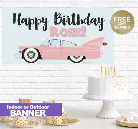 Happy Birthday Banner| Retro Car Birthday Banner |Personalized Birthday ...