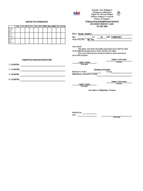 Form 138 Card Sy 21 22 Pdf Social Institutions Cognition