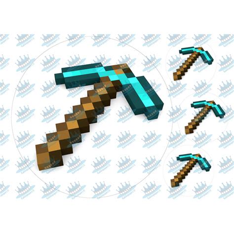 Minecraft - Diamond pickaxe - Edible cake topper