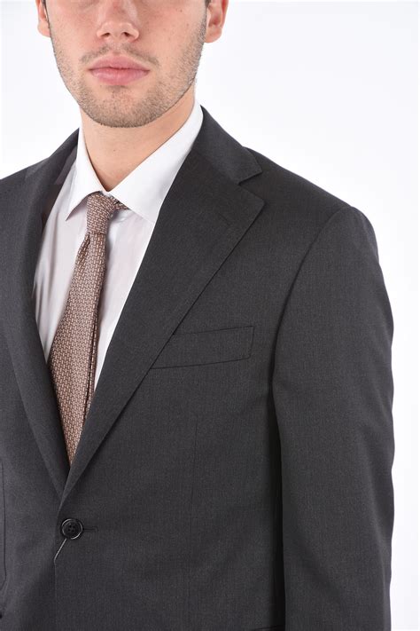 Corneliani Lined Flap Pocket Suit Men Glamood Outlet