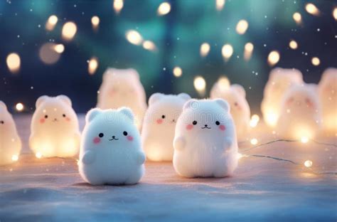 Cute Christmas Background with Bokeh, Kawaii Aesthetic Stock Image ...