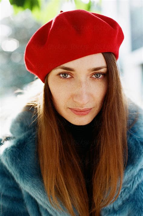 Portrait Of Beautiful Woman Wearing Beret By Stocksy Contributor