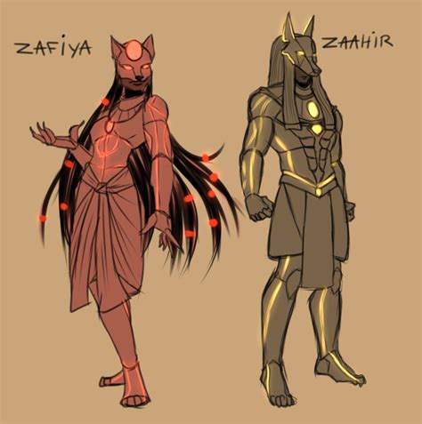 [Art] My gf drew some concepts for our Egyptian based characters. : r/DnD