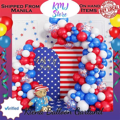 Kiena Balloon Blue Balloon Arch Kit Red White Blue Balllon Arch