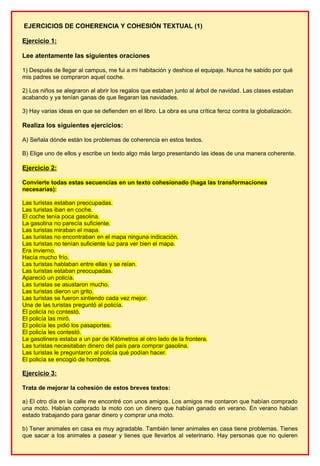 3 Ejercicios De Coherencia Y Cohesion 1 PDF