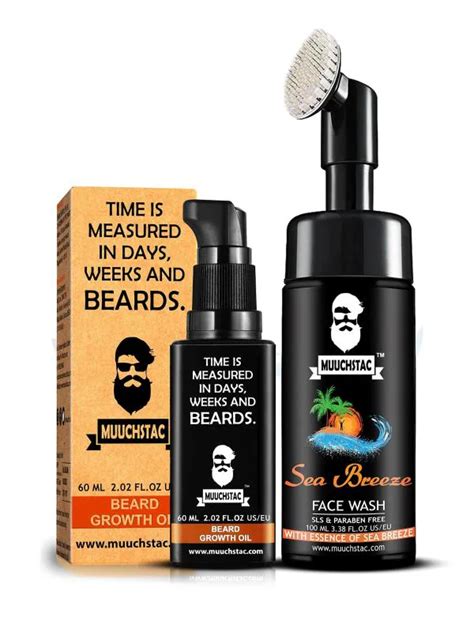 Muuchstac Beard Growth Oil 60 Ml With Sea Breeze Face Wash Inbuilt