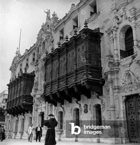 The Famous Spanish Style Balconies Of The Arch Bishop S Palace In Lima