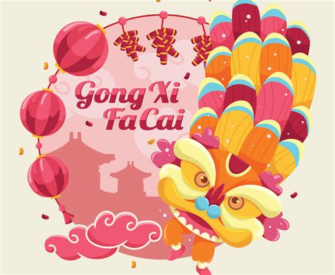 Chinese New Year Celebration Background With Chinese Lion Dance