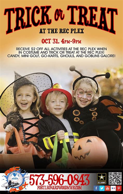 October 31 TRICK OR TREAT AT THE REC PLEX 4pm 9pm Dressed In Your