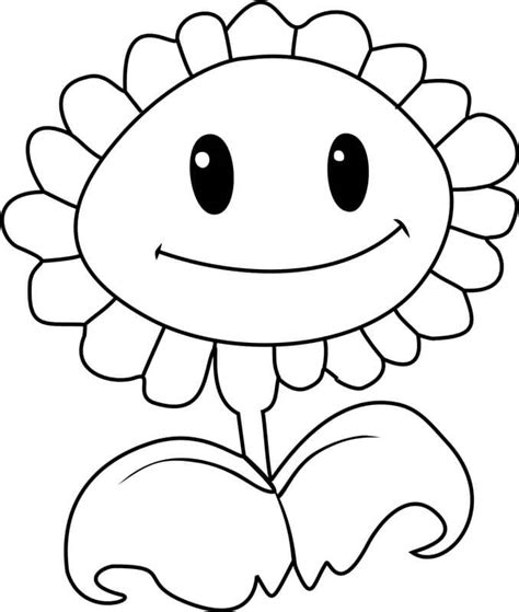 Girasol Sonriendo De Plant Vs Zombie Para Colorear Imprimir E Dibujar