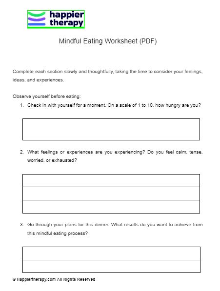 Mindful Eating Worksheet Pdf Happiertherapy