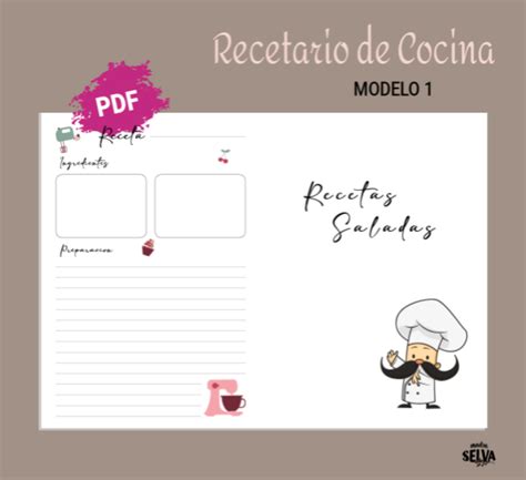 Recetario De Cocina Pdf Modelo Madreselva Arte Y Color