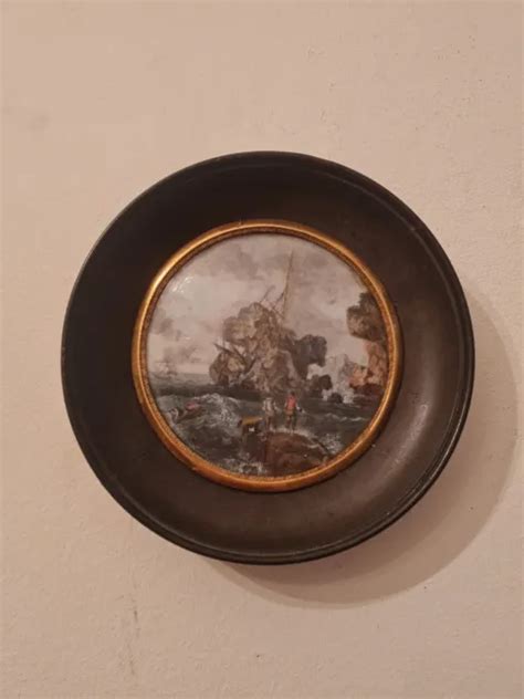 Ancienne Peinture Miniature Repr Sentant Une Marine Eur Picclick Fr