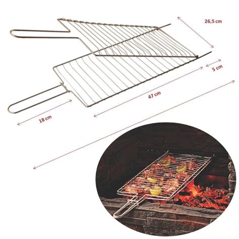 Grelha Dupla Abaulada 70 X 26 5 Para Assar Peixe Frango Churrasco