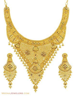 K Meenakari Bridal Necklace Set Stbr K Gold Bridal