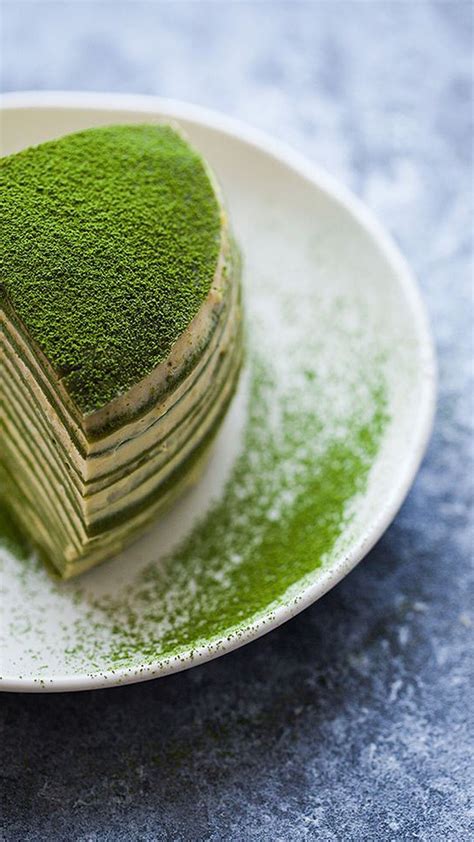 Gluten Free Matcha Crepe Cake With Whipped White Chocolate Ganache