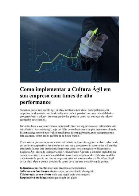 Como Implementar A Cultura Ágil Em Sua Empresa Com Times De Alta Performance Pdf