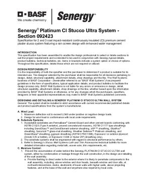 Fillable Online Senergy Platinum Ci Stucco Ultra Specification Senergy