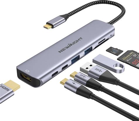 Amazon Newmay Usb C Hdmiアダプター 6イン1 Usb Cハブマルチポートアダプター 100w電力供給 4k30hz Hdmi Usb 30データ転送 Sd