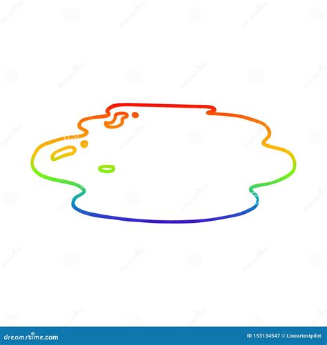 A Creative Rainbow Gradient Line Drawing Cartoon Puddle Of Water Stock