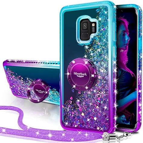 Silverback For Galaxy S9 Case Moving Liquid Holographic Sparkle Glitter Case With