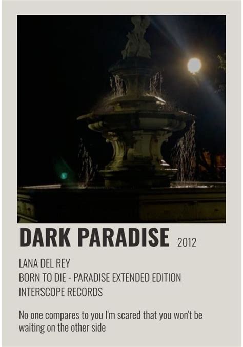 An Advertisement For Dark Paradise 2012 With The Caption S Description