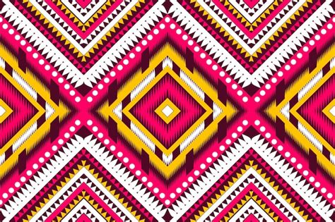 Fondo Vectorial Geom Trico Tribal Azteca En Blanco Rosa Amarillo Marr N