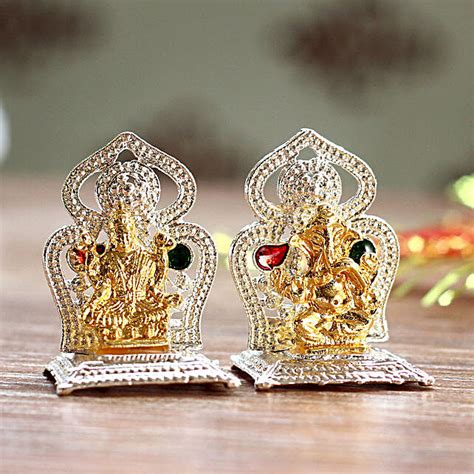 Buy Send Mini Lakshmi Ganesha Idols On Two Singhasan Online Fnp