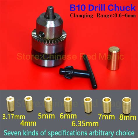 New Drill Chuck 0 6 6mm Mount B10 With 3 17mm 4mm 5mm 6mm 6 35mm 7mm