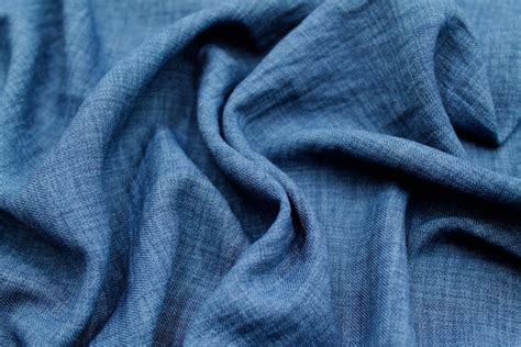 Tissu Voile Fluide Aspect Lin Uni Indigo De Qualit Tissu Au M Tre Pas